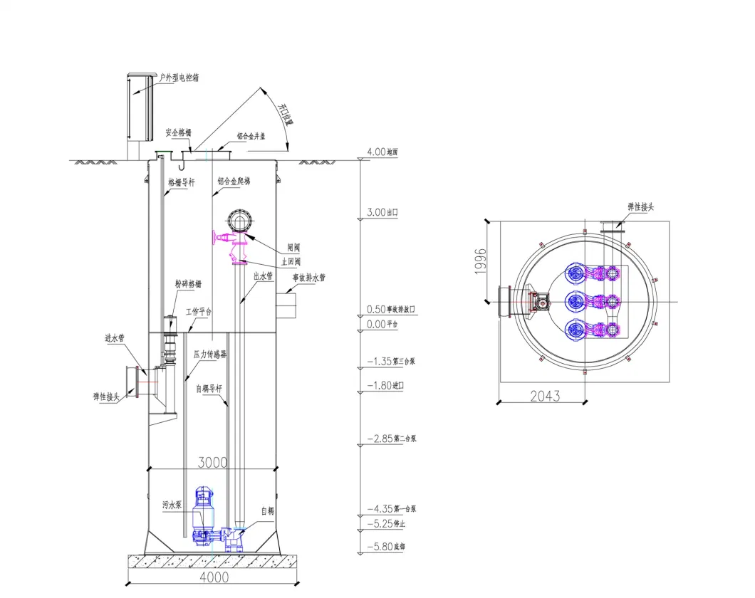 FRP Fiberglass/Fibreglass Integrated Prefabricated Pumping Station for Sewage Water Lifting